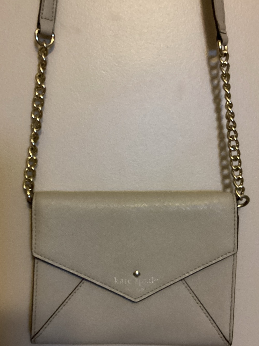 kate spade Beige Crossbody Envelope Bag with Gold Chain